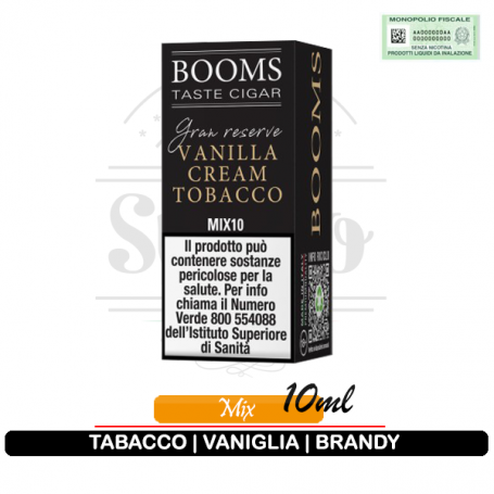 Booms vanilla cream gran reserve tobacco liquido 10ml mix mini shot tabaccoso tnt vape