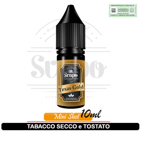 Aroma tabacco secco e tostato mini shot 10ml texas gold ok svapo